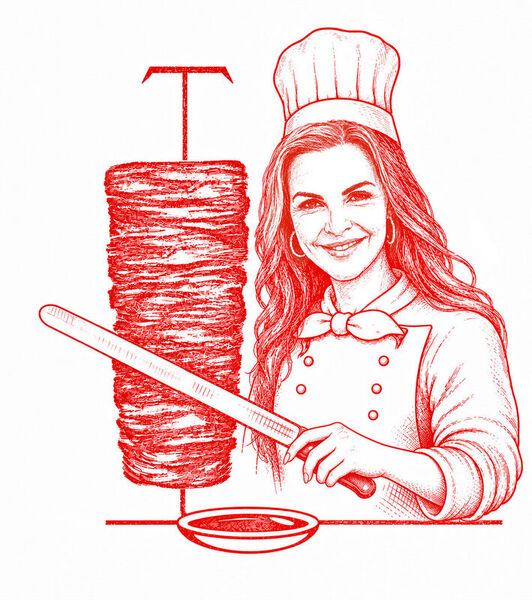 Annika am Döner-Spieß